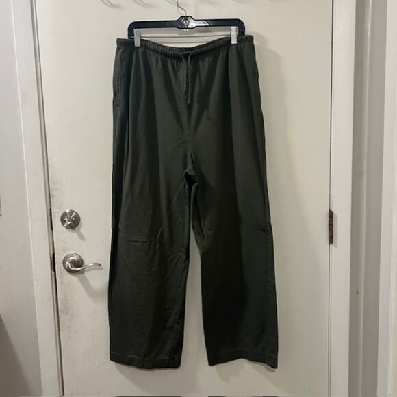 Allen Allen USA Womens Green Pull On Drawstring Wide Leg Pants Size XL - Picture 4 of 10